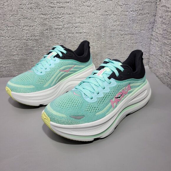 Hoka One One Bondi 9 Womens Size US 7.5B Blue Spark/Mint Fluorite Running Shoes - Picture 5 of 12